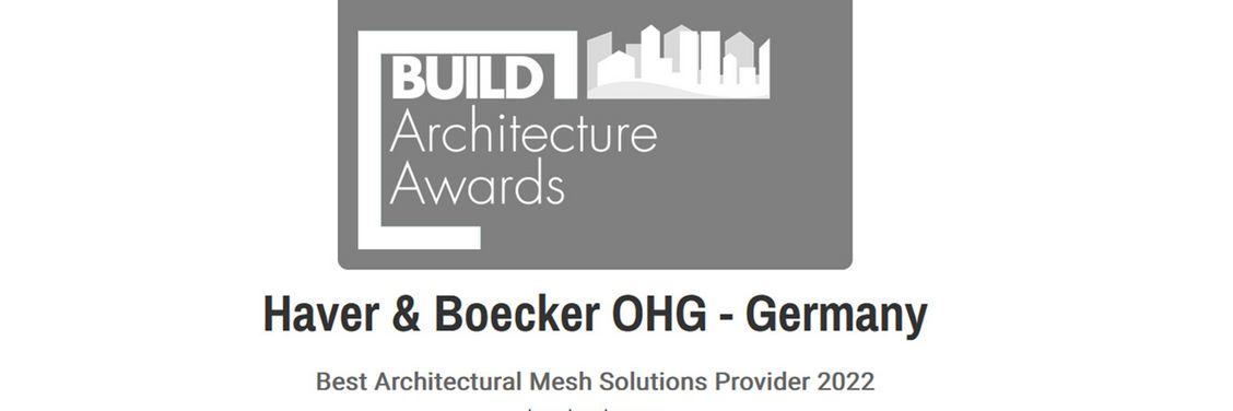 [Translate to French:] Award Label for best architectural mesh solution provider Haver & Boecker