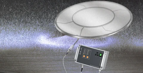 HAVER round screen frame with a connected converter