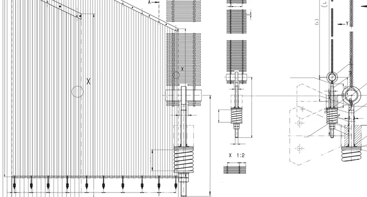 Konstruktionszeichnung für Architekturgewebe