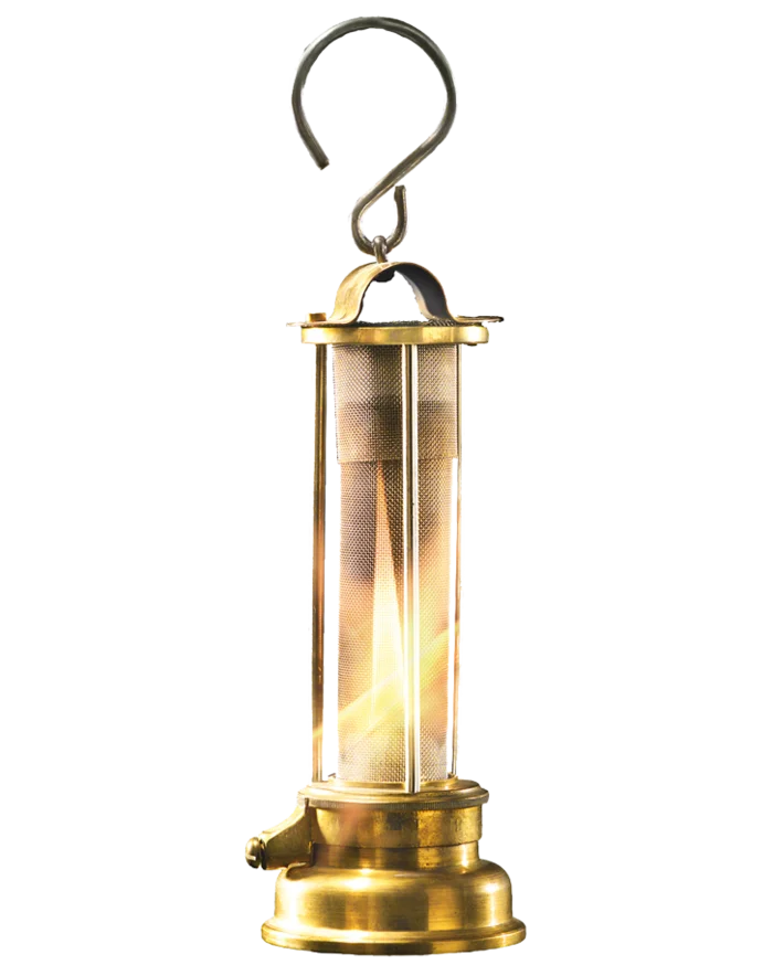 Lampe de mineur avec cylindre en toile de laiton