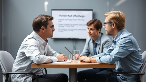 Drei Personen in einem Meeting zur Konfliktlösung
