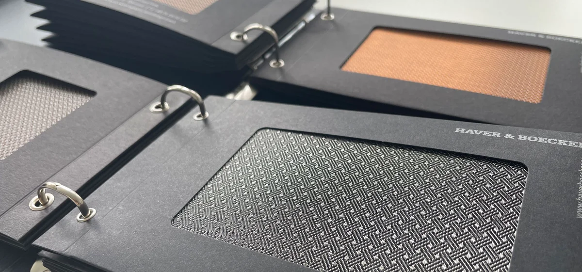 Photo of the open design mesh sample folder