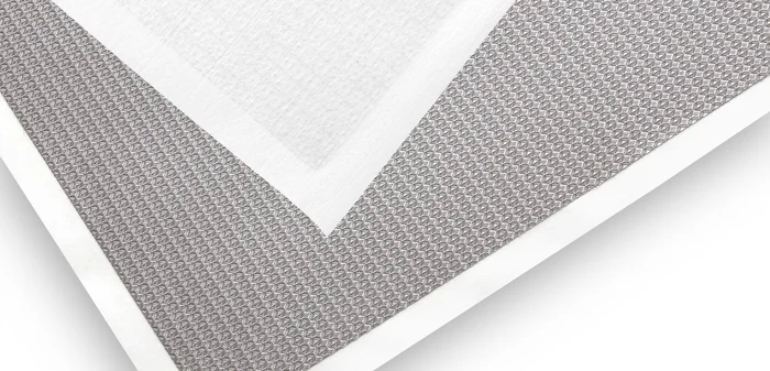 Design mesh cut with white non-woven backing