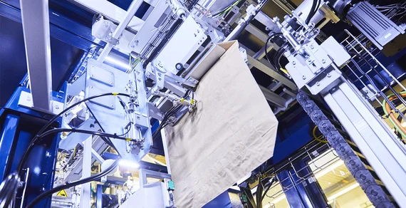 Lineareraufstecker zur Befüllung von Säcken in Abfüllanlage