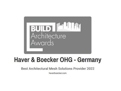 [Translate to French:] Award Label for best architectural mesh solution provider Haver & Boecker