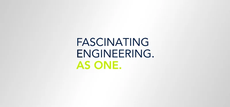 Banner mit Claim "Fascinating Engineering. As one."