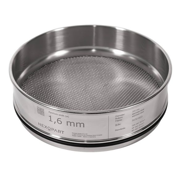 Tamis de contrôle NEXOPART avec cadre en acier inoxydable selon ISO 3310-1 