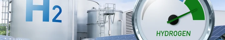 Eine Wasserstofffabrik für die Produktion von grünem Wasserstoff aus erneuerbaren Energiequellen.