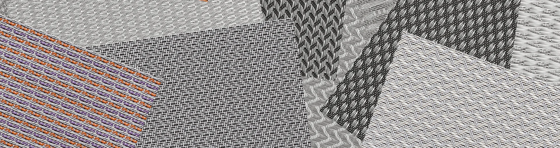 A designer views some cuttings of different design mesh types