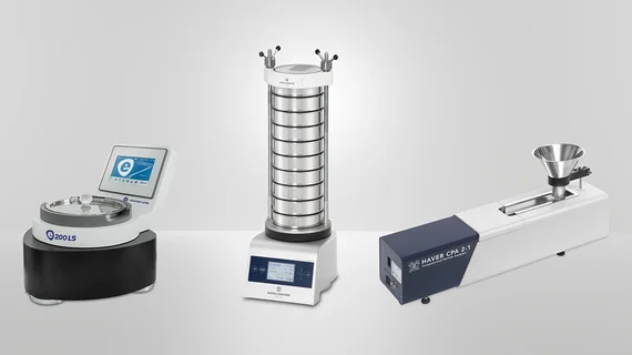 Representative of the NEXOPART product portfolio: e200 LS air jet sieve, EML 200 Premium and CPA 2-1