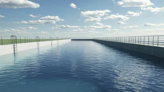 Section of a sewage treatment plant