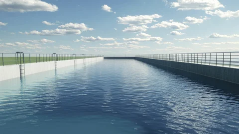 Section of a sewage treatment plant