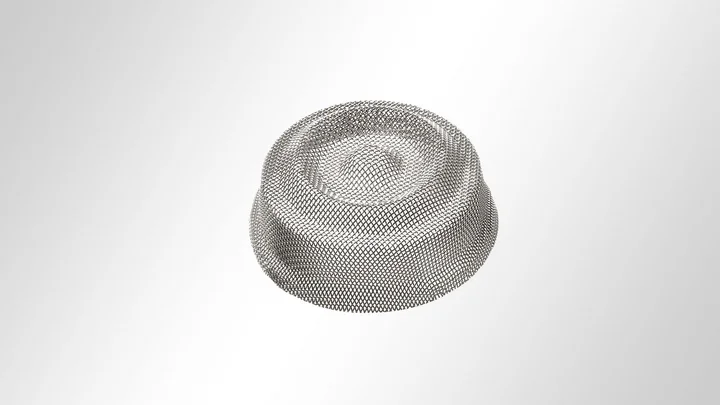 A round deep-drawn part with an elevation in the middle
