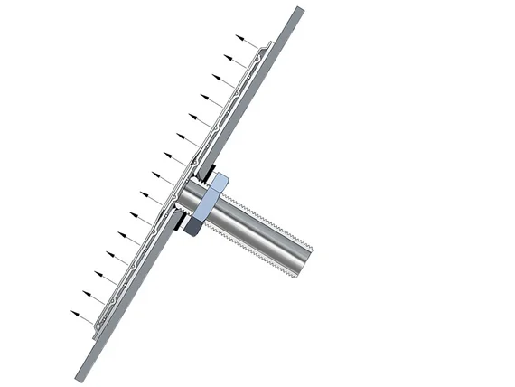 Produktbild einer PLYMESH Metall-Drahtgewebe-Verbundplatte von der Seite