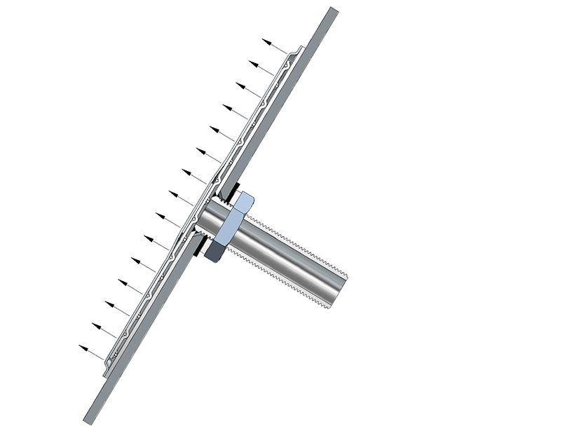 Produktbild einer PLYMESH Metall-Drahtgewebe-Verbundplatte von der Seite