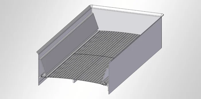 Two screen sections on a side-tensioned screen deck