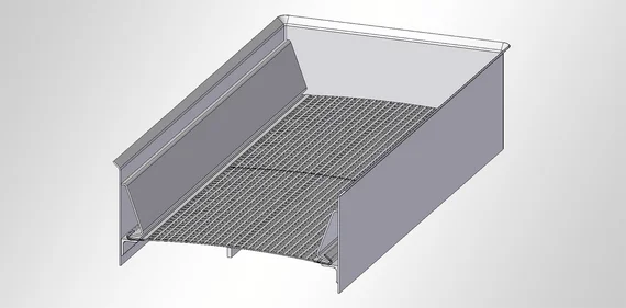 Two screen sections on a side-tensioned screen deck