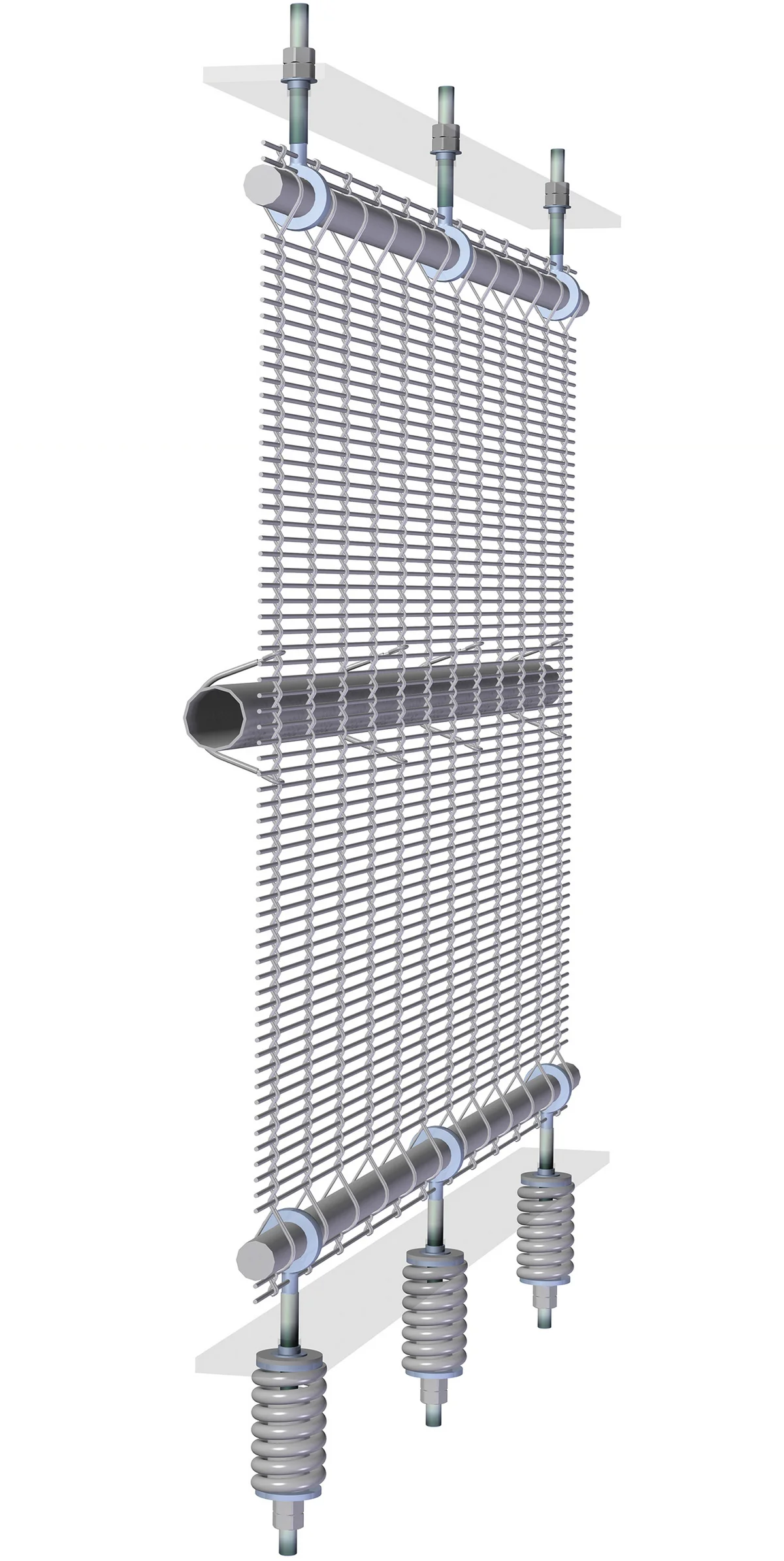 3D Zeichnung Befestigungslösung für Fassadenverkleidungen aus Seilgewebe