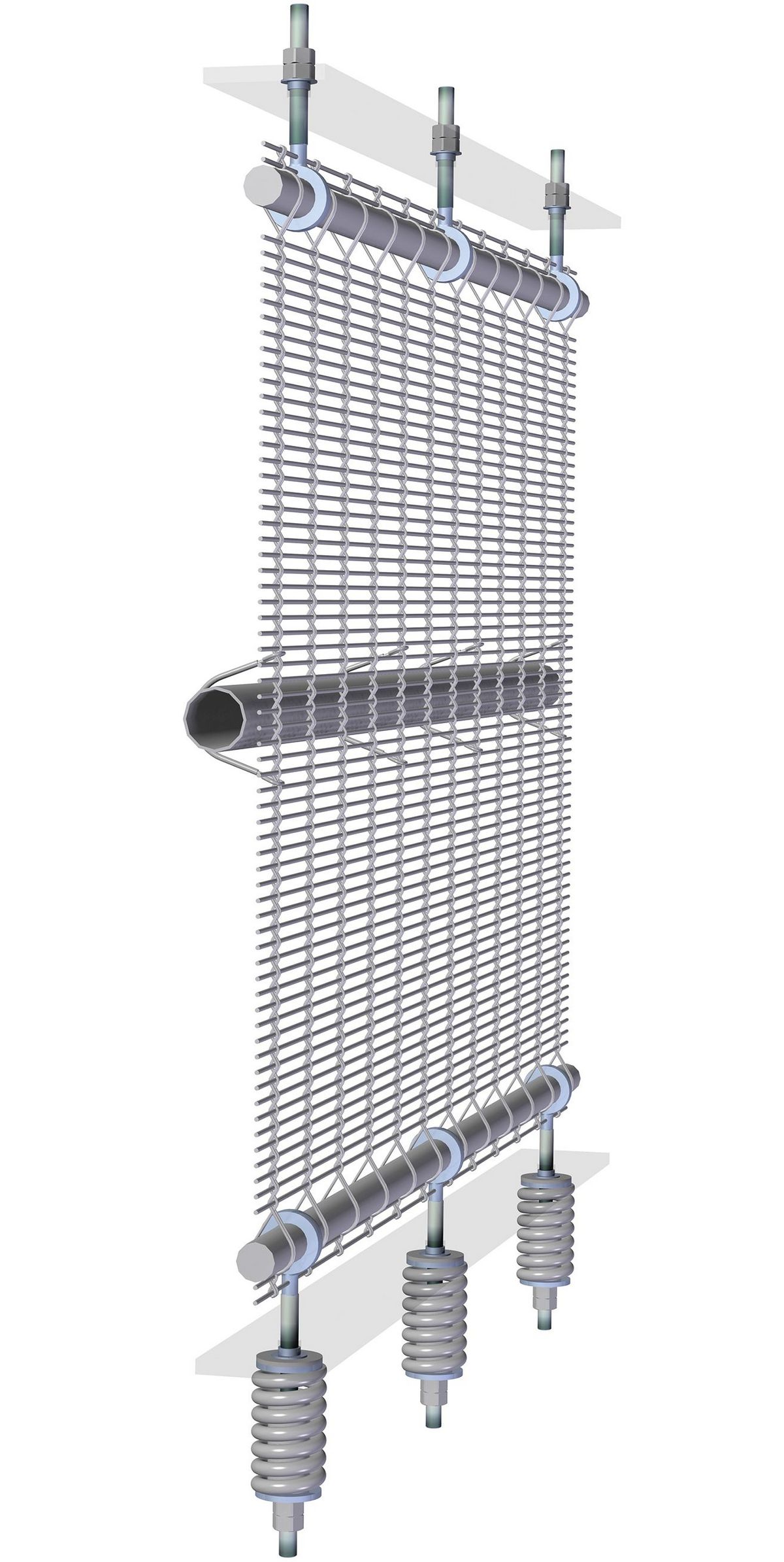3D Zeichnung Befestigungslösung für Fassadenverkleidungen aus Seilgewebe