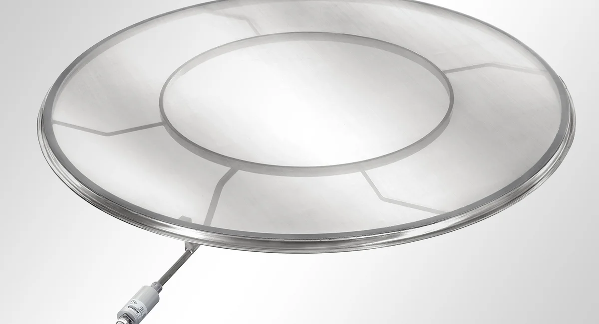 HAVER Rundsiebrahmen mit S-förmiger Schallleiter-Zuführung