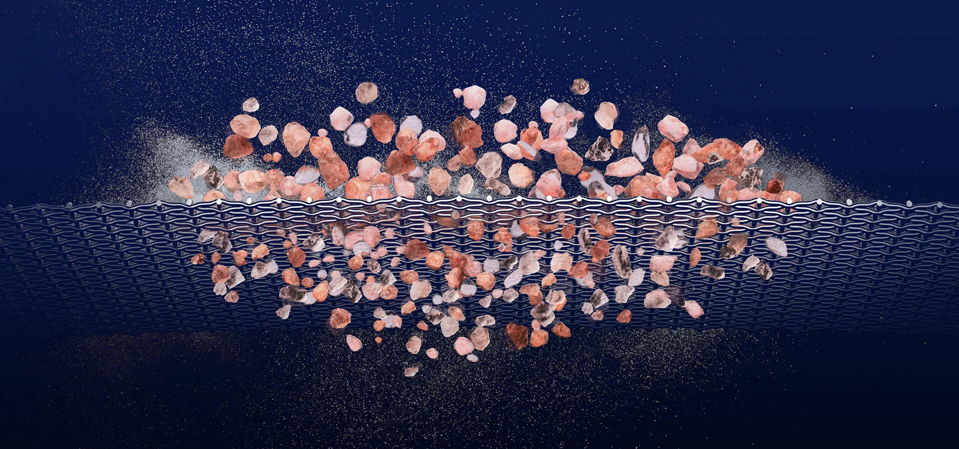 Absiebung von Himalaya-Salz