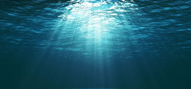 [Translate to French:] dunkle Meeresoberfläche von Unterwasser betrachtet